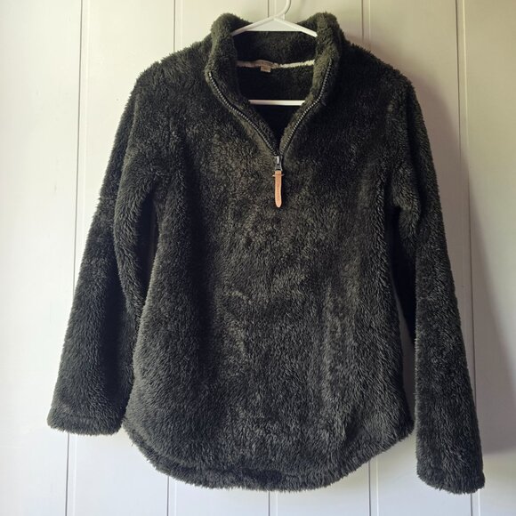 Four Steeds Women's Casual Sherpa Fleece Pullover 1/4 Zip Dark Hunter Green XS.‎ - Picture 2 of 4